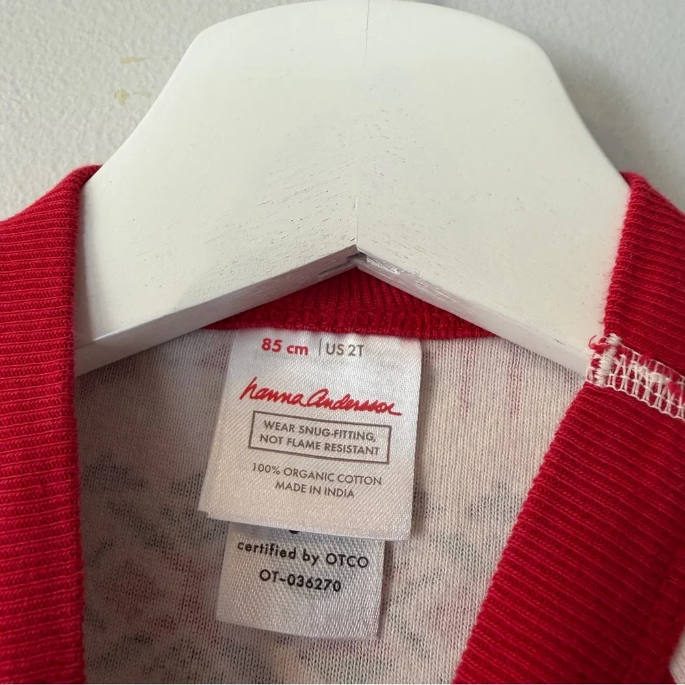 Hanna Andersson‎ HannaJams Two Piece Deer Deer Red and White Pajamas 2T